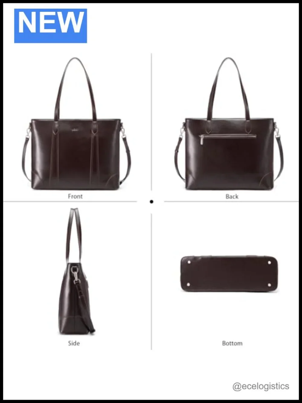 Genuine Leather Tote Bag for Women, Large Tote Purses with Zipper, Work
